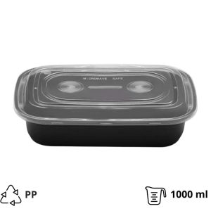 Posodica s pokrovom PP AMERICAN STYLE 1000 ml 217x146x51 mm črna [50 kos/pak]