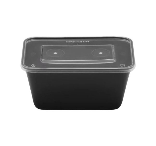 Posodica s pokrovom PP 1000 ml 176x124x80 mm črna [50 kos/pak]