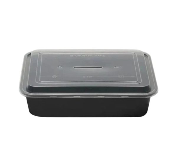 Posodica s pokrovom PP 1600 ml 239x188x55 mm črna [50 kos/pak]