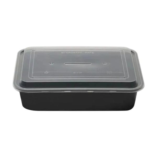 Posodica s pokrovom PP 1600 ml 239x188x55 mm črna [50 kos/pak]