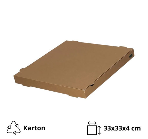 Škatla za pizzo 330x330x40 mm mikro-val karton kraft [65 kos/pak]