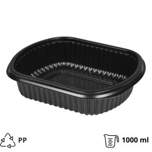 Posodica PP 1000 ml 210x180x50 mm črna , brez pokrova [50 kos/pak]