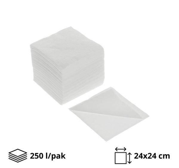 Papirnate serviete 2 sl 24×24 cm beli 250 l/pak