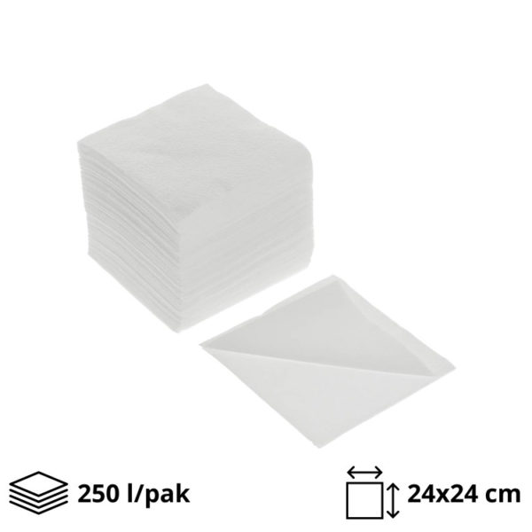 Papirnate serviete 2 sl 24×24 cm beli 250 l/pak