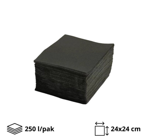 Papirnate serviete 2 sl 24×24 cm 250 l/pak, črni
