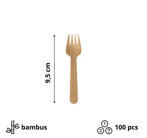Mini vilice iz bambusa BAMBUS SNACK 9,5cm 100 kos