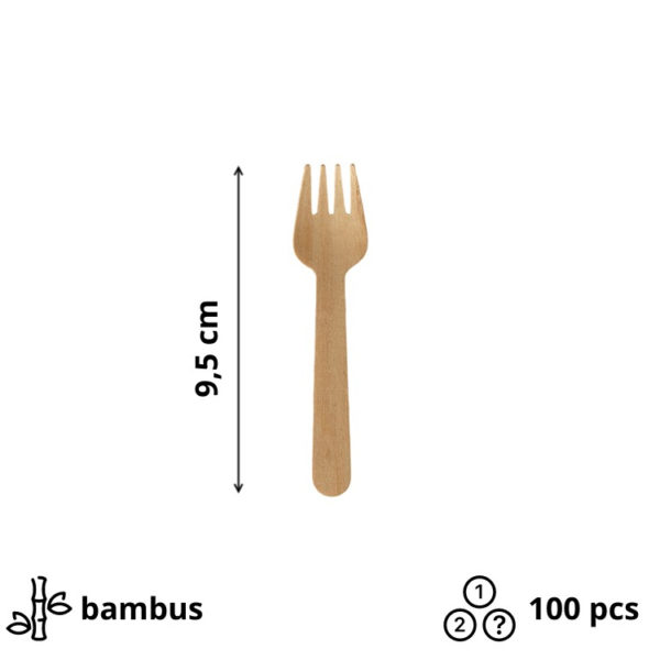 Mini vilice iz bambusa BAMBUS SNACK 9,5cm 100 kos