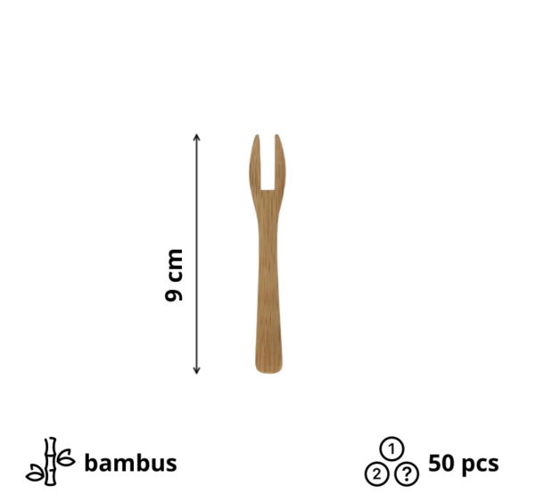 Mini vilice iz bambusa TWIN 9 cm 50 kos (20 pack)