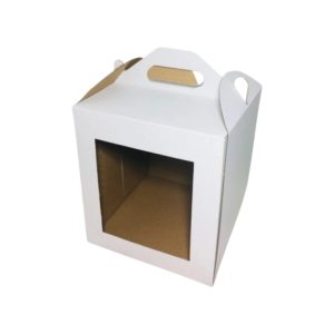 Škatla za torto z oknom 280x280x320 mm bela [5 kos/pak]