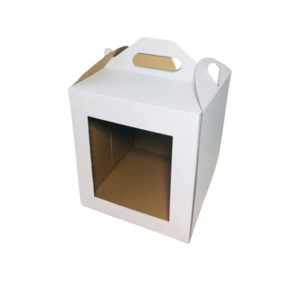 Škatla za torto z oknom 300х300х320 mm bela