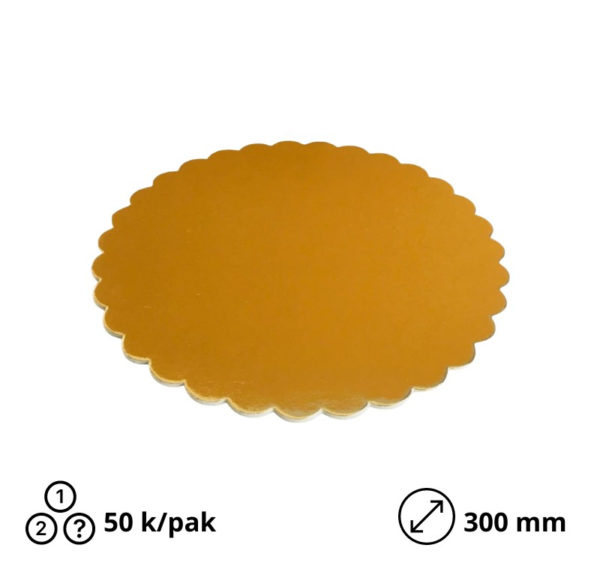 Podstavek okrogli za torto kartonasti d = 300 mm zlato / biser ojačan 3,2 mm [5 kos/pak]