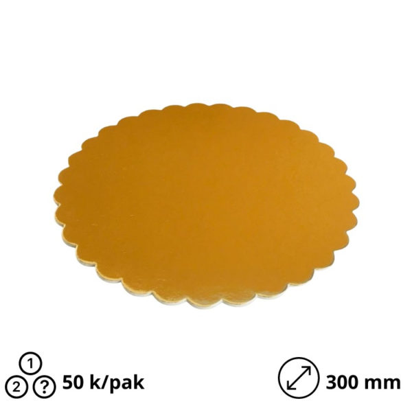 Podstavek okrogli za torto kartonasti d = 300 mm zlato / biser ojačan 3,2 mm [5 kos/pak]