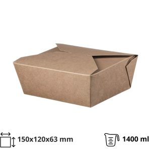 Papirnata posoda 1400 ml 150x120x63 mm kraft 50 kos