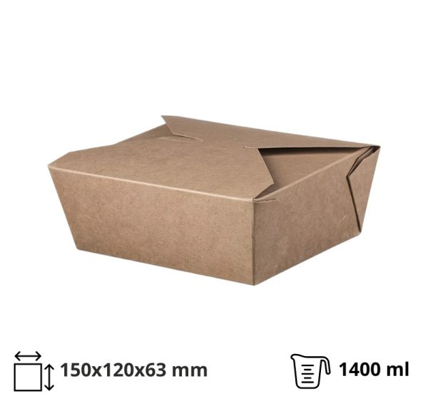 Papirnata posoda 1400 ml 150x120x63 mm kraft 50 kos