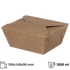 Papirnata posoda 3000 ml 195х140х90 mm kraft 50 kos