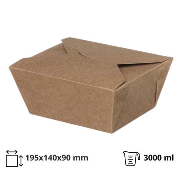 Papirnata posoda 3000 ml 195х140х90 mm kraft 50 kos