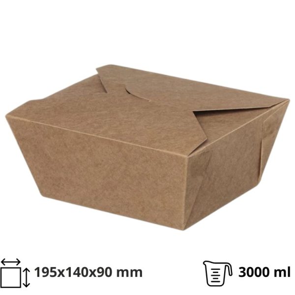 Papirnata posoda 3000 ml 195х140х90 mm kraft 50 kos