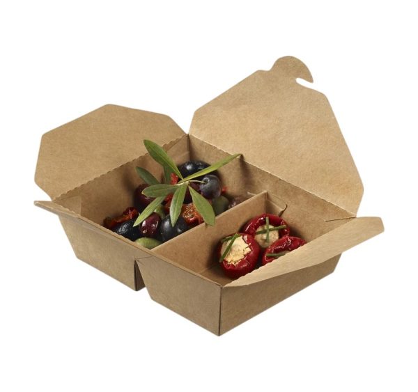 Papirnata posoda z ločevalnikom 800ml 170x135x50 mm dvostranski kraft 50 kos