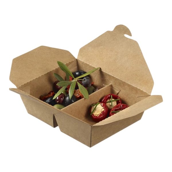 Papirnata posoda z ločevalnikom 800ml 170x135x50 mm dvostranski kraft 50 kos