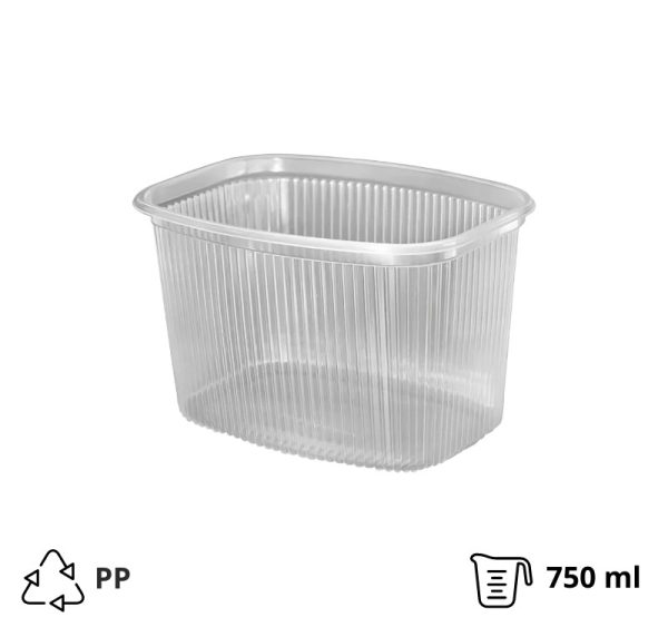 Posodica PP 750 ml 139x102x90mm prozorna, brez pokrova [10 kos/pak]