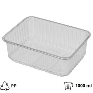 Posodica РР 1000 ml 179х132х63 mm prozorna , brez pokrova [50 kos/pak]