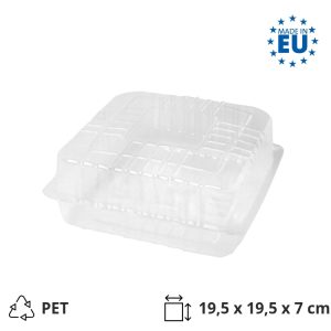 Posodica s pokrovom PET 195x195x70 mm prozorna [100 kos/pak]