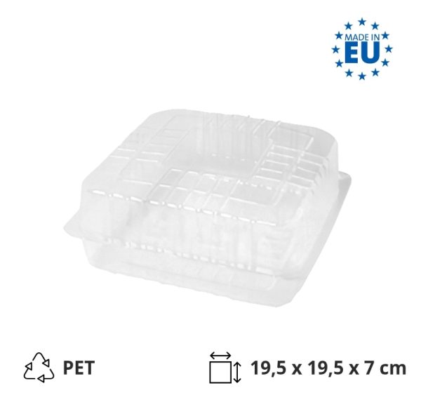 Posodica s pokrovom PET 195x195x70 mm prozorna [100 kos/pak]