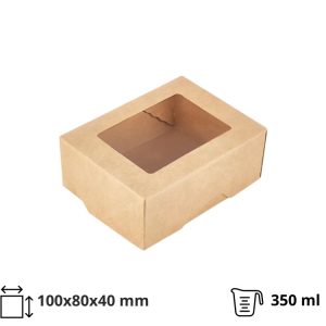 Papirnata posoda z oknom 350 ml 100x80x40 mm kraft 25 kos