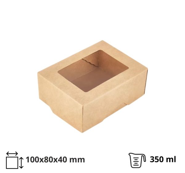 Papirnata posoda z oknom 350 ml 100x80x40 mm kraft 25 kos