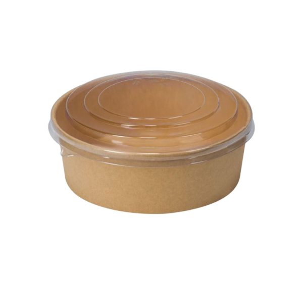 Papirnata posoda s pokrovom 750 ml d=150 mm kraft, komplet, 50 kos