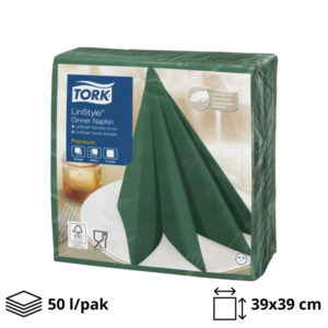Prtički za večerjo Tork Premium Linstyle® 39×39 cm, 50 l/pak, zelenega macesna