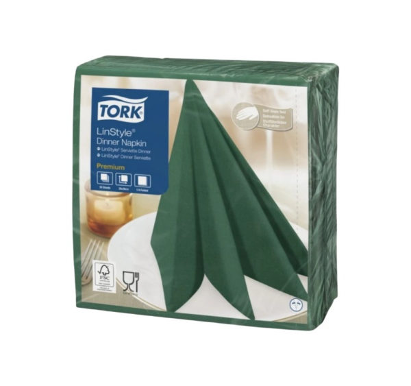 Prtički za večerjo Tork Premium Linstyle® 39×39 cm, 50 l/pak, zelenega macesna