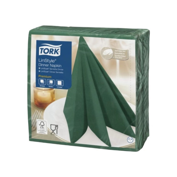 Prtički za večerjo Tork Premium Linstyle® 39×39 cm, 50 l/pak, zelenega macesna