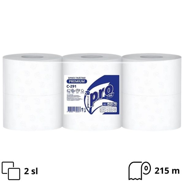 Toaletni papir 2 sl PROtissue Premium 215 m bela