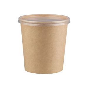 Papirnata posoda s pokrovom 900 ml d=115 mm h=135 mm, kraft, komplet, 50 kos