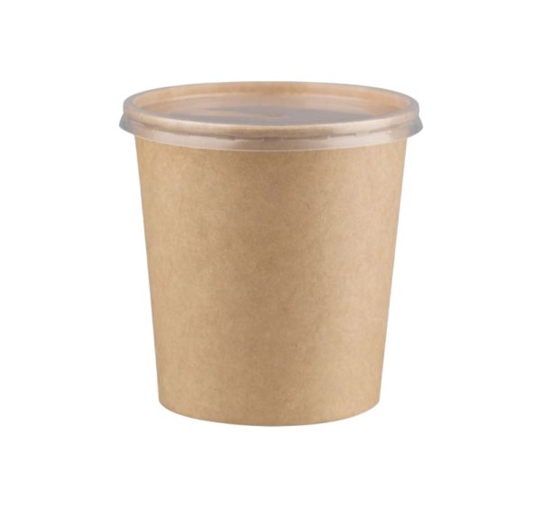 Papirnata posoda s pokrovom 900 ml d=115 mm h=135 mm, kraft, komplet, 50 kos