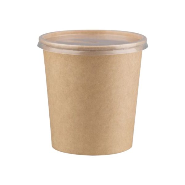 Papirnata posoda s pokrovom 900 ml d=115 mm h=135 mm, kraft, komplet, 50 kos
