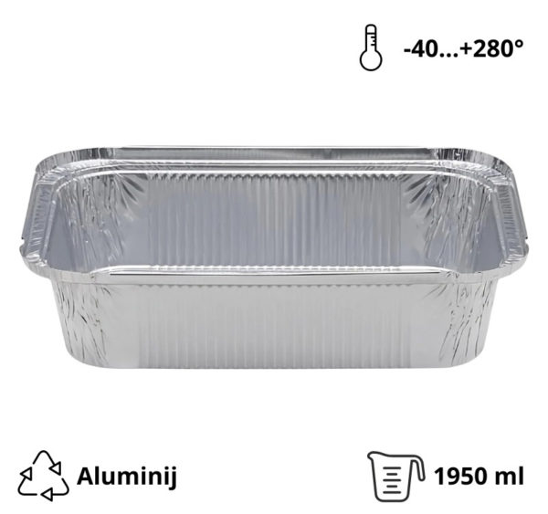 Alu posodica 1950 ml 260x190x56 mm 100 kos