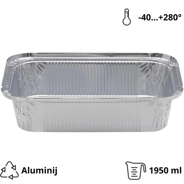 Alu posodica 1950 ml 260x190x56 mm 100 kos