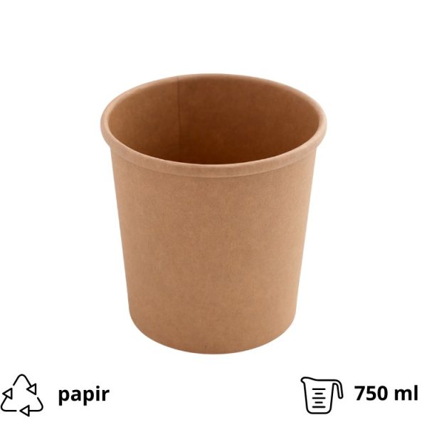 Papirnata posoda 750 ml d=115 mm h=116 mm, kraft, brez pokrova 50 kos