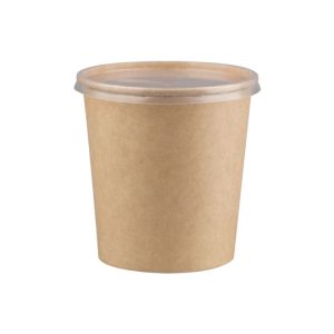 Papirnata posoda s pokrovom 750 ml d=115 mm h=116 mm, kraft, komplet, 50 kos