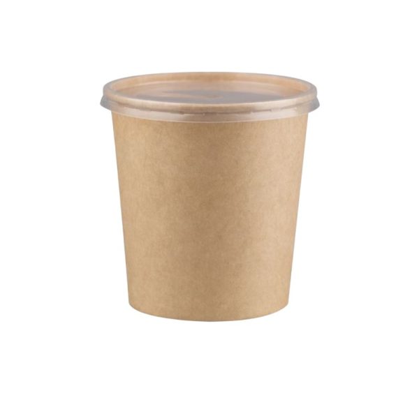 Papirnata posoda s pokrovom 750 ml d=115 mm h=116 mm, kraft, komplet, 50 kos