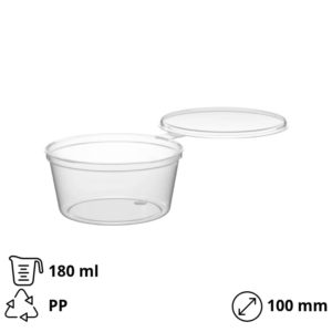 Posodica za omako z pokrovom 180 ml PP d=100 mm 50 kos