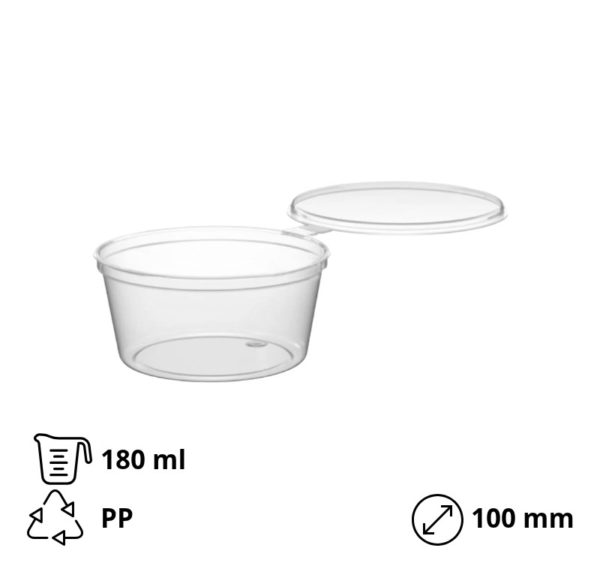 Posodica za omako z pokrovom 180 ml PP d=100 mm 50 kos