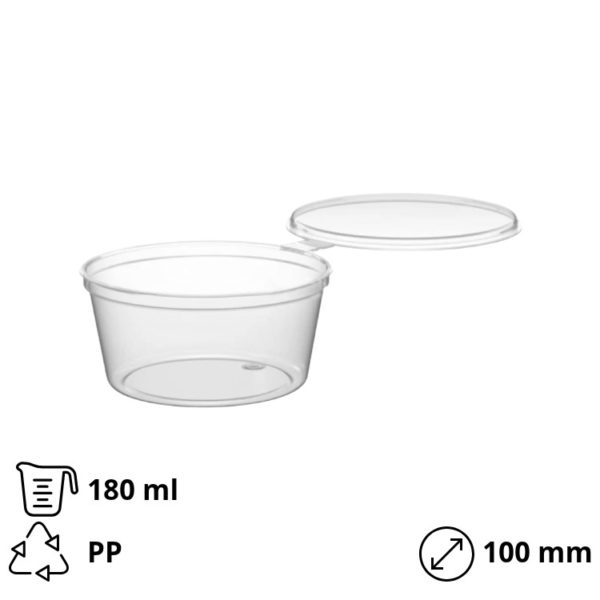 Posodica za omako z pokrovom 180 ml PP d=100 mm 50 kos