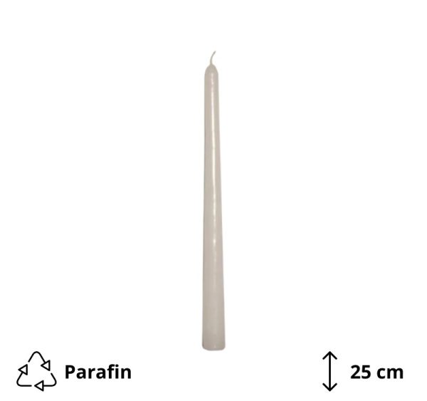 Koničasta svečka bela, h=25 cm