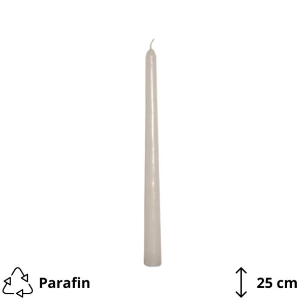 Koničasta svečka bela, h=25 cm