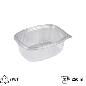Posoda z ravnim pokrovom rPET 250 ml prozorna [100 kos/pak]