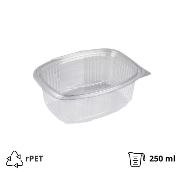 Posoda z ravnim pokrovom rPET 250 ml prozorna [100 kos/pak]