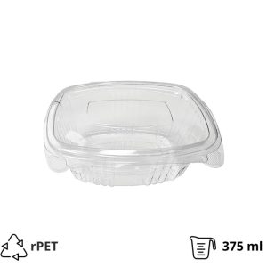 Posoda z ravnim pokrovom rPET 375 ml prozorna [100 kos/pak]